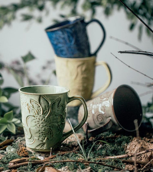 Brown Ceramic Coffee Mug, Large Capacity Coffee Cups, Anniversary Gifts, Stoneware Coffee Mugs, Handmade Pottery Coffee Mug-artworkcanvas