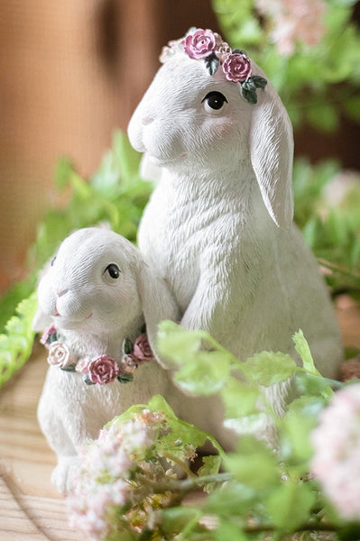 Lovely Rabbit Family Statue for Garden, Beautiful Cute Garden Courtyard Ornaments, Unique Modern Garden Sculptures, Creative Villa Outdoor Decor Gardening Ideas-artworkcanvas