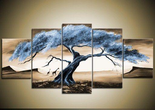 5 Piece Canvas Art, Landscape Canvas Paintings, Tree of Life Painting, Abstract Painting on Canvas, Large Acrylic Painting, Buy Paintings Online-artworkcanvas