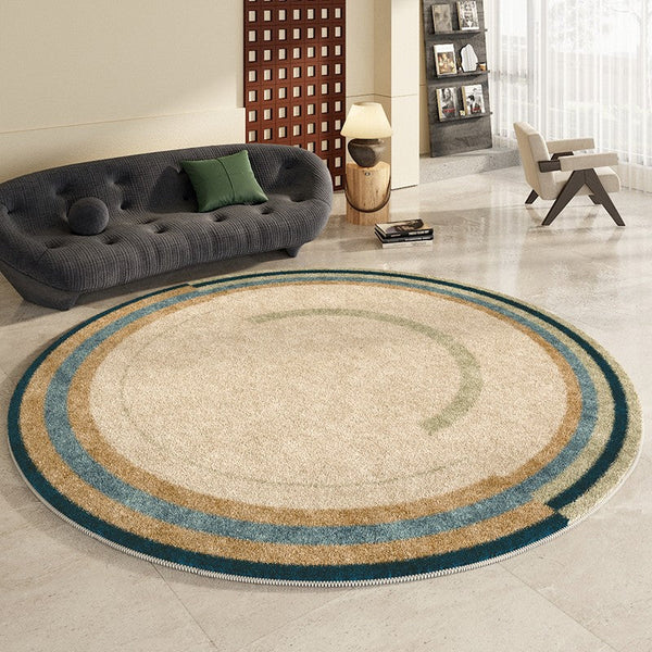 Modern Area Rugs under Coffee Table, Abstract Contemporary Round Rugs, Modern Rugs for Dining Room, Geometric Modern Rugs for Bedroom-artworkcanvas