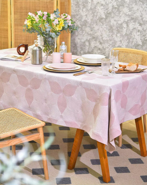 Simple Contemporary Pink Cotton Tablecloth, Square Tablecloth for Round Table,Large Rectangle Table Covers for Dining Room Table, Modern Table Cloths for Kitchen-artworkcanvas