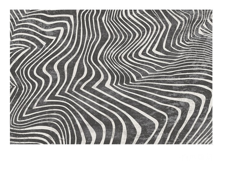 Mid Century Area Rugs for Living Room, Black Stripe Area Rugs under Sofa, Abstract Contemporary Rugs for Bedroom, Modern Carpets for Office, Dining Room Floor Rugs-artworkcanvas