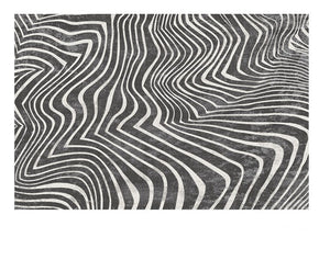 Mid Century Area Rugs for Living Room, Black Stripe Area Rugs under Sofa, Abstract Contemporary Rugs for Bedroom, Modern Carpets for Office, Dining Room Floor Rugs-artworkcanvas