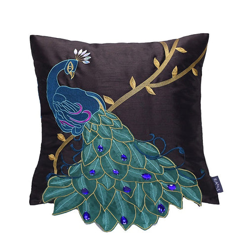 Decorative Pillows for Couch, Beautiful Decorative Throw Pillows, Embroider Peacock Cotton and linen Pillow Cover, Decorative Sofa Pillows-artworkcanvas