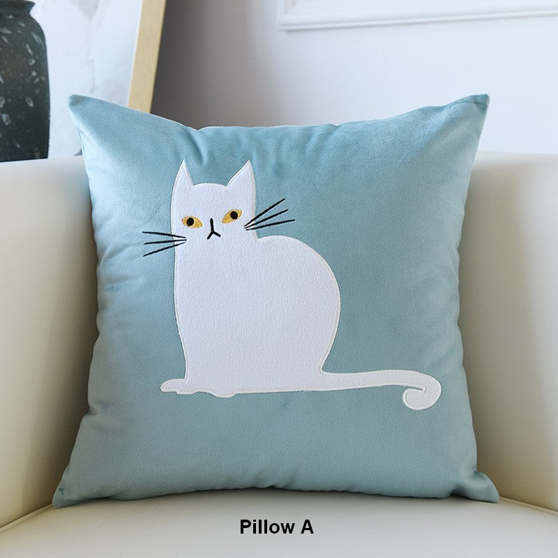 Lovely Cat Pillow Covers for Kid's Room, Modern Sofa Decorative Pillows, Cat Decorative Throw Pillows for Couch, Modern Decorative Throw Pillows-artworkcanvas