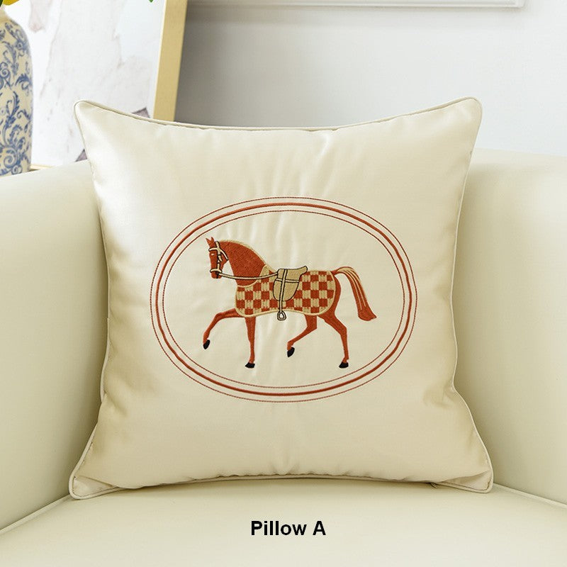 Horse Decorative Throw Pillows for Couch, Modern Decorative Throw Pillows, Embroider Horse Pillow Covers, Modern Sofa Decorative Pillows-artworkcanvas