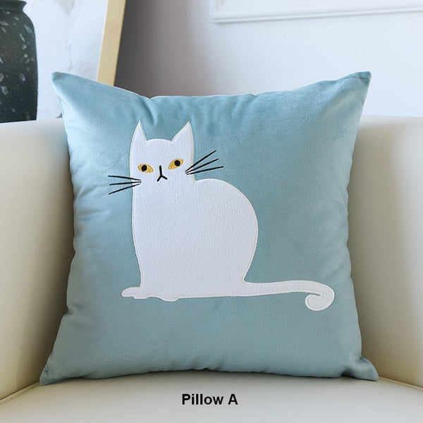 Modern Sofa Decorative Pillows, Cat Decorative Throw Pillows for Couch, Lovely Cat Pillow Covers for Kid's Room, Modern Decorative Throw Pillows-artworkcanvas