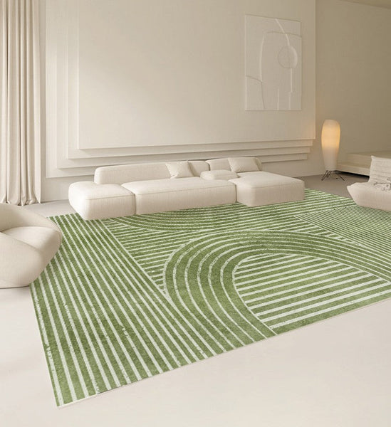 Dining Room Modern Rugs, Modern Living Room Rugs, Green Thick Soft Modern Rugs for Living Room, Contemporary Rugs for Bedroom-artworkcanvas