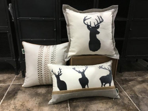 Embroider Elk Cotton Pillow Cover, Decorative Throw Pillow, Sofa Pillows, Home Decor-artworkcanvas