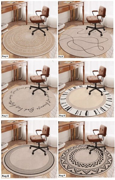 Round Rugs under Coffee Table, Geometric Modern Rug Ideas for Living Room, Circular Modern Rugs under Dining Room Table, Modern Round Rugs for Bedroom-artworkcanvas