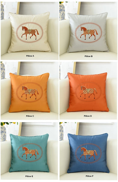 Modern Decorative Throw Pillows, Horse Decorative Throw Pillows for Couch, Embroider Horse Pillow Covers, Modern Sofa Decorative Pillows-artworkcanvas