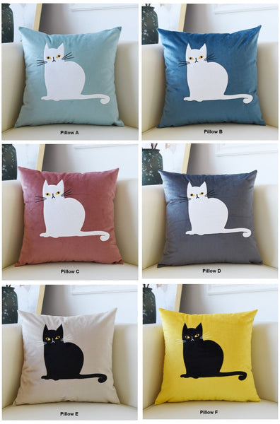 Cat Decorative Throw Pillows for Couch, Modern Sofa Decorative Pillows, Lovely Cat Pillow Covers for Kid's Room, Modern Decorative Throw Pillows-artworkcanvas