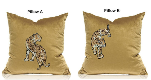 Contemporary Throw Pillows, Cheetah Decorative Cushion, Modern Sofa Pillows, Decorative Pillows for Living Room-artworkcanvas