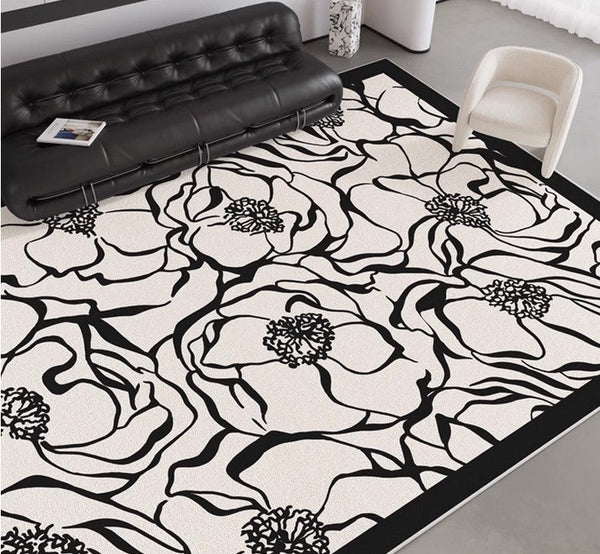 Modern Rugs for Living Room, Flower Pattern Contemporary Modern Rugs, Abstract Contemporary Rugs Next to Bed, Modern Rugs for Dining Room-artworkcanvas