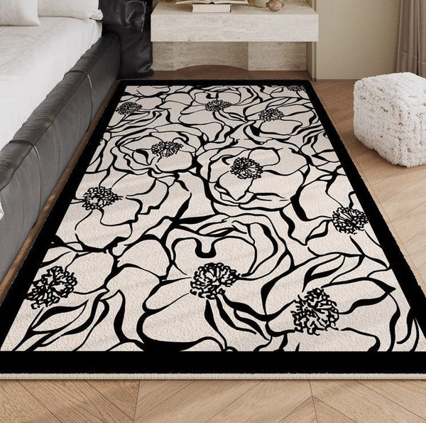 Modern Rugs for Living Room, Flower Pattern Contemporary Modern Rugs, Abstract Contemporary Rugs Next to Bed, Modern Rugs for Dining Room-artworkcanvas