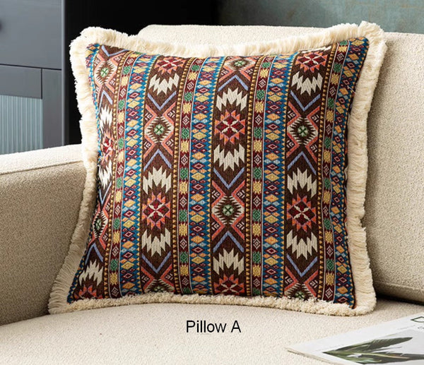 Bohemian Decorative Sofa Pillows for Living Room, Oriental Throw Pillow for Couch, Modern Geometric Decorative Throw Pillows for Bedroom-artworkcanvas