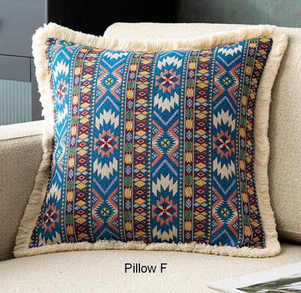 Bedroom Decorative Throw Pillows, Bohemian Decorative Sofa Pillows for Living Room, Extra Large Modern Geometric Pillows, Oriental Throw Pillow for Couch-artworkcanvas