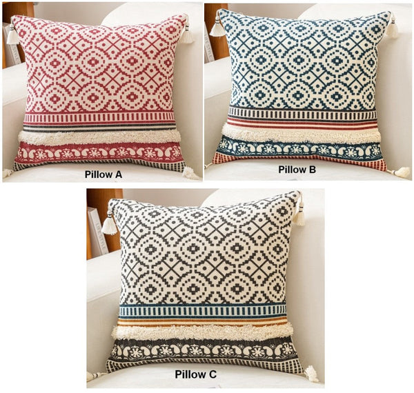 Modern Square Pillows for Couch, Contemporary Pillow Covers, Oriental Decorative Throw Pillows for Bedroom, Bohemian Decorative Sofa Pillows-artworkcanvas