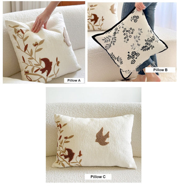 Square Decorative Pillow Covers, Decorative Pillows for Couch, Farmhouse Decorative Pillows for Sofa, Spring Swallow Decorative Pillows for Bedroom-artworkcanvas