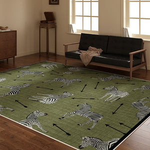 Large Contemporary Floor Carpets, Living Room Modern Area Rugs, Mid Century Zebra Green Rugs in Bedroom, Dining Room Modern Rugs-artworkcanvas