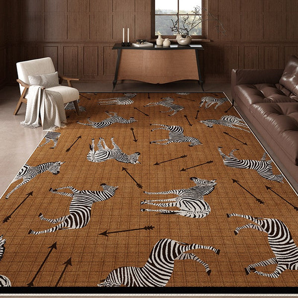 Dining Room Modern Rugs, Living Room Modern Area Rugs, Mid Century Zebra Modern Rugs in Bedroom, Large Contemporary Floor Carpets-artworkcanvas