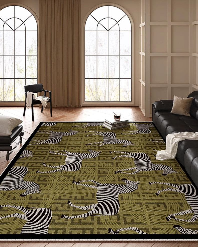 Mid Century Zebra Modern Rugs in Bedroom, Dining Room Modern Rugs, Living Room Modern Area Rugs, Large Contemporary Floor Carpets-artworkcanvas