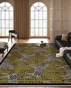 Mid Century Zebra Modern Rugs in Bedroom, Dining Room Modern Rugs, Living Room Modern Area Rugs, Large Contemporary Floor Carpets-artworkcanvas