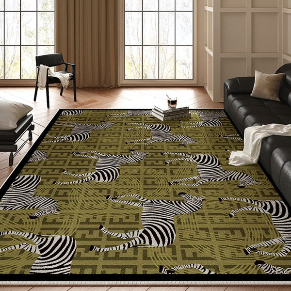 Mid Century Zebra Modern Rugs in Bedroom, Dining Room Modern Rugs, Living Room Modern Area Rugs, Large Contemporary Floor Carpets-artworkcanvas