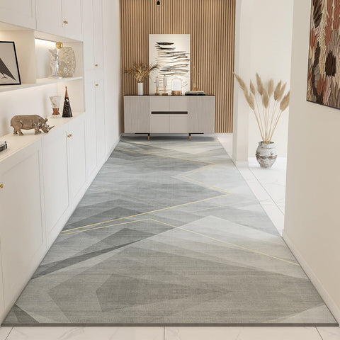 Geometric Modern Long Narrow Runner Rugs, Stain-resistant Non Slip Kitchen Runner Rugs, Washable Entrance Hallway Runners, Extra Long Narrow Hallway Runners, Entryway Runner Rug Ideas-artworkcanvas