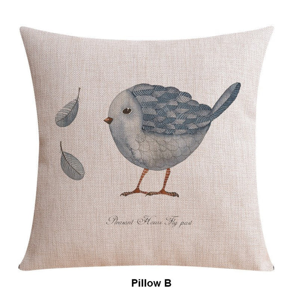 Love Birds Throw Pillows for Couch, Simple Decorative Pillow Covers, Decorative Sofa Pillows for Children's Room, Singing Birds Decorative Throw Pillows-artworkcanvas