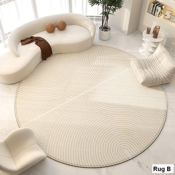 Round Modern Rugs for Living Room, Contemporary Modern Area Rugs for Bedroom, Geometric Round Rugs for Dining Room, Circular Modern Rugs under Chairs-artworkcanvas