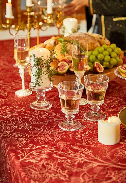 Large Modern Rectangle Tablecloth for Dining Room Table, Red Christmas Flower Pattern Tablecloth for Oval Table, Square Table Covers for Kitchen, Farmhouse Table Cloth for Round Table-artworkcanvas