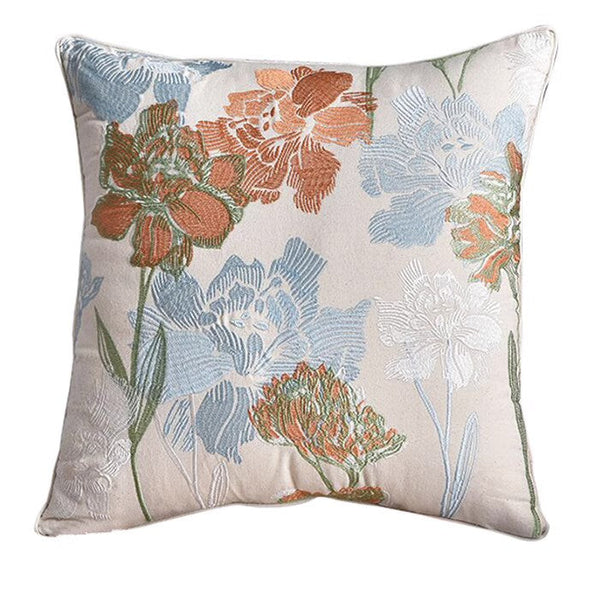 Decorative Sofa Pillows for Couch, Embroider Flower Cotton Pillow Covers, Cotton Flower Decorative Pillows, Farmhouse Decorative Pillows-artworkcanvas