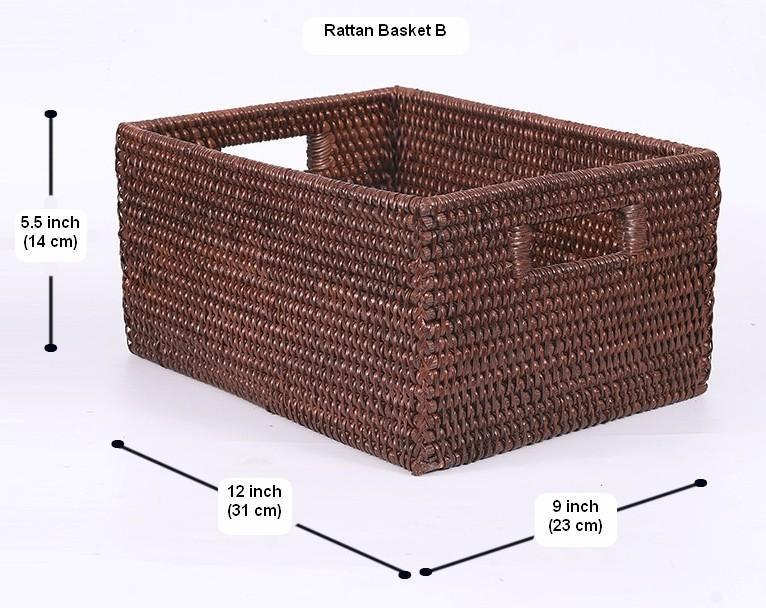 Storage Baskets for Clothes, Large Brown Woven Storage Basket, Storage Baskets for Bathroom, Rectangular Storage Baskets-artworkcanvas