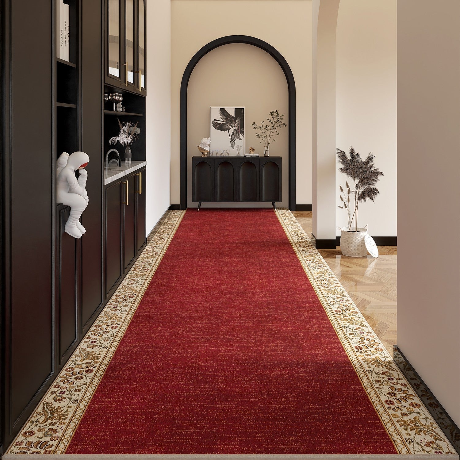 Traditional Red Persian Long Narrow Runner Rugs, Extra Long Hallway Runners, Non Slip Entrance Runner Rugs, Washable Entryway Runner Rug Ideas, Kitchen Runner Rugs-artworkcanvas