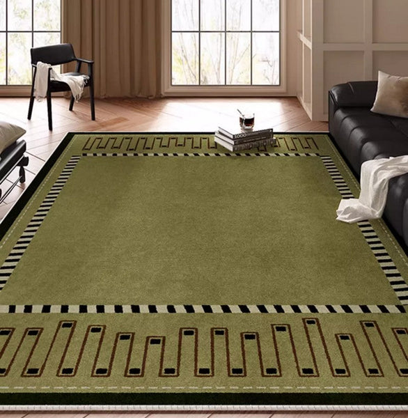 Large Modern Rugs in Living Room, Green Contemporary Rugs for Bedroom, Mid Century Modern Rugs under Sofa, Dining Room Floor Carpets-artworkcanvas