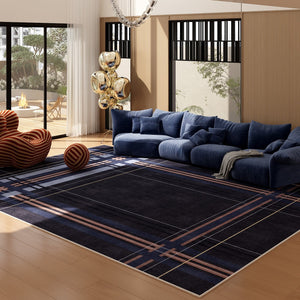 Abstract Blue Contemporary Modern Rugs for Living Room, Geometric Modern Rug Placement Ideas for Dining Room, Large Modern Rugs for Bedroom-artworkcanvas