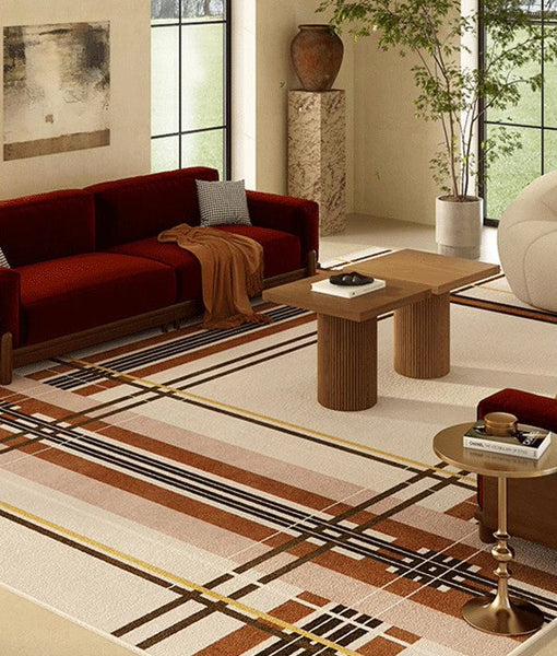 Contemporary Modern Rugs, Modern Rugs for Dining Room, Geometric Contemporary Rugs Next to Bed, Mid Century Area Rugs for Living Room-artworkcanvas