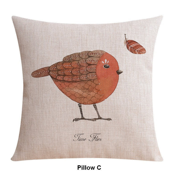 Simple Decorative Pillow Covers, Decorative Sofa Pillows for Children's Room, Love Birds Throw Pillows for Couch, Singing Birds Decorative Throw Pillows-artworkcanvas