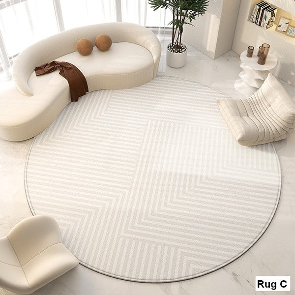 Living Room Contemporary Modern Rugs, Modern Area Rugs for Bedroom, Geometric Round Rugs for Dining Room, Circular Modern Rugs under Chairs-artworkcanvas