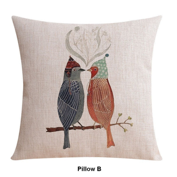 Modern Sofa Decorative Pillows for Children's Room, Singing Birds Decorative Throw Pillows, Love Birds Throw Pillows for Couch, Decorative Pillow Covers-artworkcanvas