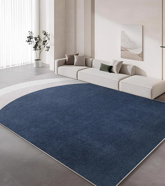 Large Modern Living Room Rugs, Geometric Modern Area Rugs, Abstract Blue Contemporary Modern Rugs in Bedroom, Dining Room Floor Carpets-artworkcanvas