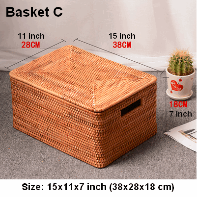 Extra Large Storage Baskets for Shelves, Wicker Rectangular Storage Baskets for Living Room, Rattan Storage Basket with Lid, Storage Baskets for Clothes-artworkcanvas