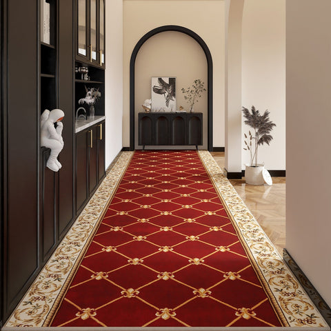 Non Slip Entrance Runner Rugs, Traditional Red Persian Long Narrow Runner Rugs, Extra Long Hallway Runners, Washable Entryway Runner Rug Ideas, Kitchen Runner Rugs-artworkcanvas