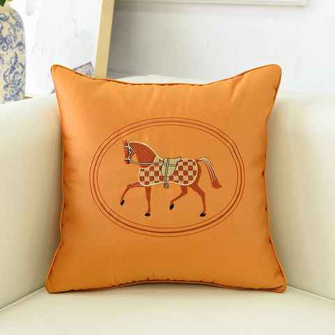 Modern Decorative Throw Pillows, Horse Decorative Throw Pillows for Couch, Embroider Horse Pillow Covers, Modern Sofa Decorative Pillows-artworkcanvas