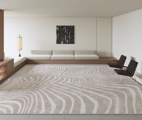 Modern Carpets for Office, Dining Room Floor Rugs, Stripe Area Rugs under Sofa, Mid Century Area Rugs for Living Room, Abstract Contemporary Rugs for Bedroom-artworkcanvas