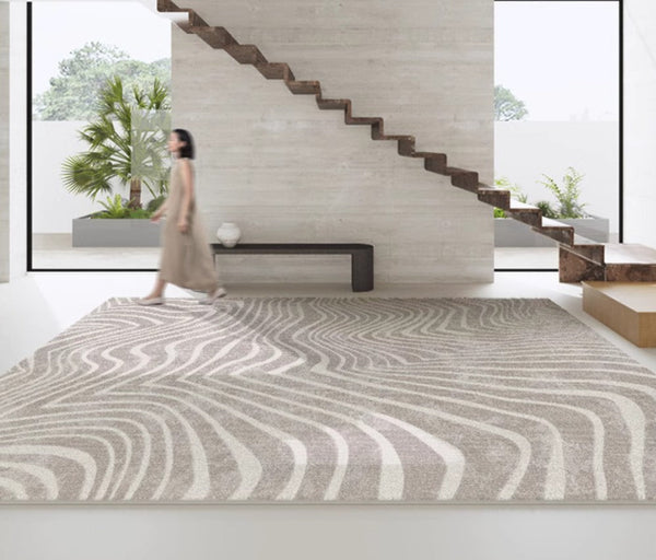 Modern Carpets for Office, Dining Room Floor Rugs, Stripe Area Rugs under Sofa, Mid Century Area Rugs for Living Room, Abstract Contemporary Rugs for Bedroom-artworkcanvas