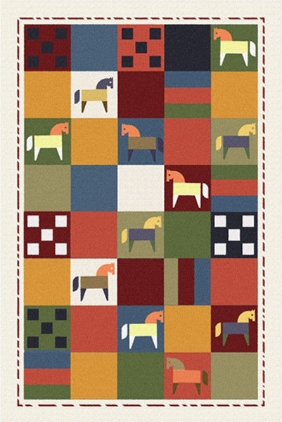 Lovely Horse Area Rugs for Children Room, Geometric Modern Rugs, Modern Rugs for Living Room, Cartoon Modern Rugs for Bedroom-artworkcanvas