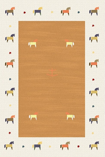 Cartoon Modern Rugs for Bedroom, Lovely Horse Area Rugs for Children Room, Geometric Modern Rugs, Modern Rugs for Living Room-artworkcanvas