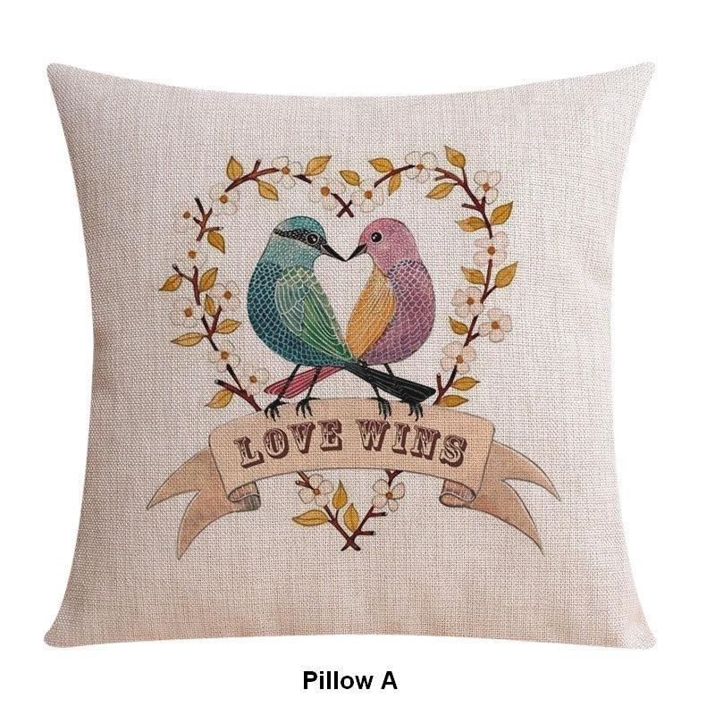 Singing Birds Decorative Throw Pillows, Love Birds Throw Pillows for Couch, Modern Sofa Decorative Pillows for Children's Room, Decorative Pillow Covers-artworkcanvas